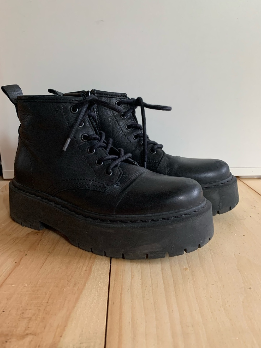 Floyd Black Platform Lace-Up Ankle Boots - Women's